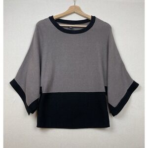 ALFANI Women's Pullover Sweater Taupe Black Color‎ Block Size Small Slit Sleeve